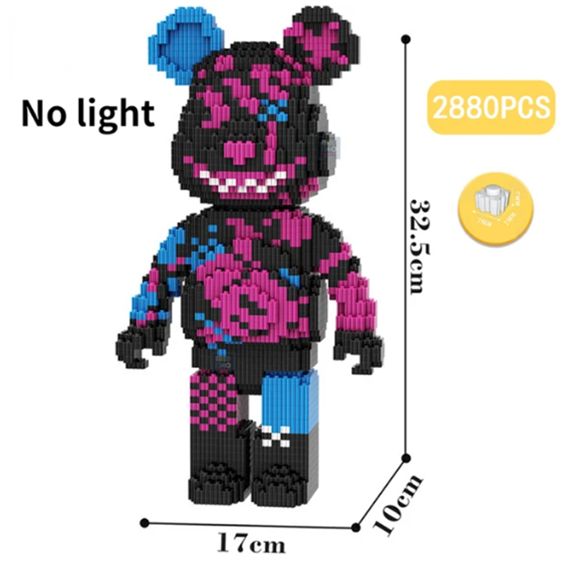 [Mini Micro Bricks] Cartoon MP6877 MP6879 Mini Love Violent Bear Bearbrick Colour Model