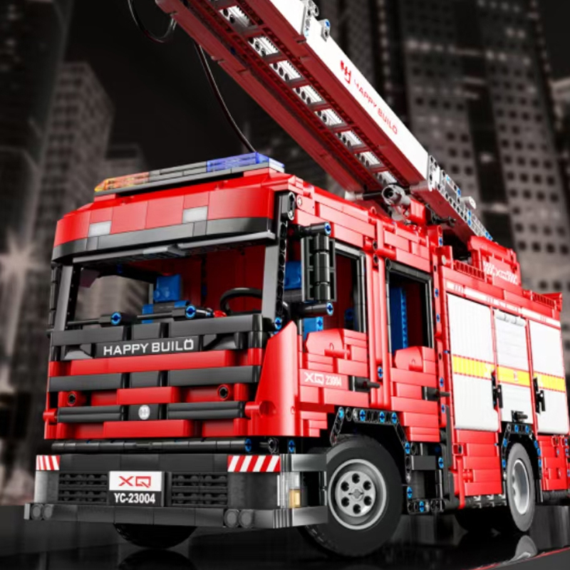 [With Motor] HAPPY BUILD YC-23004 Fire ladder sprinkler truck 1:10 Technic