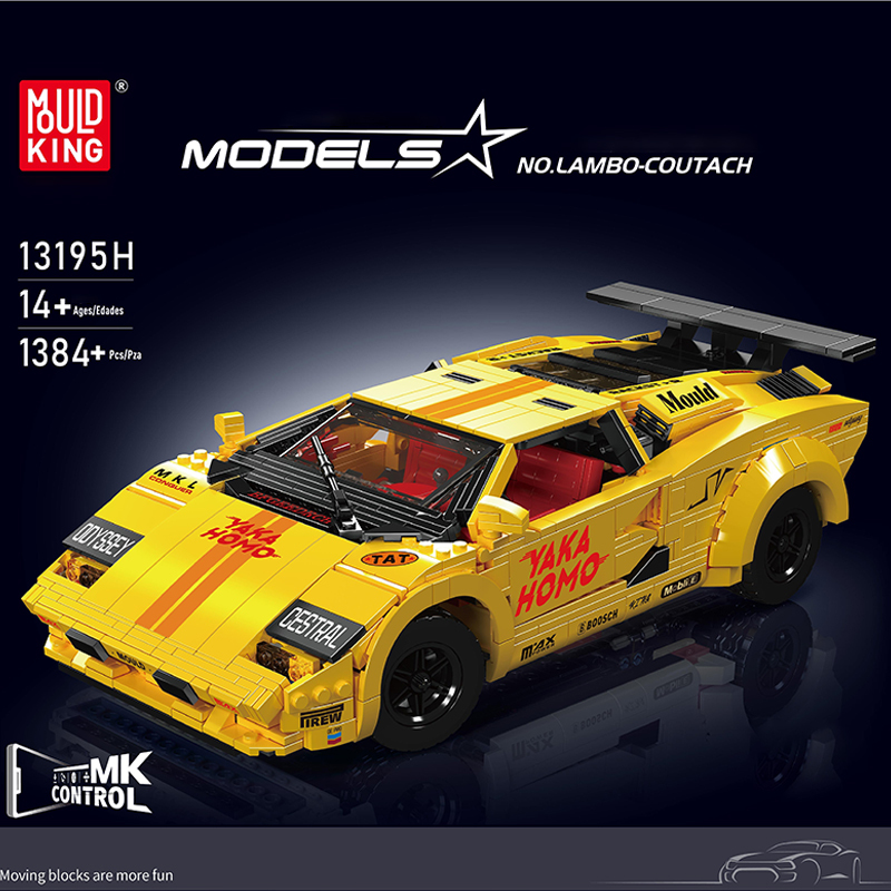 MouldKing 13195 Yellow Lamborghini Countach Technic