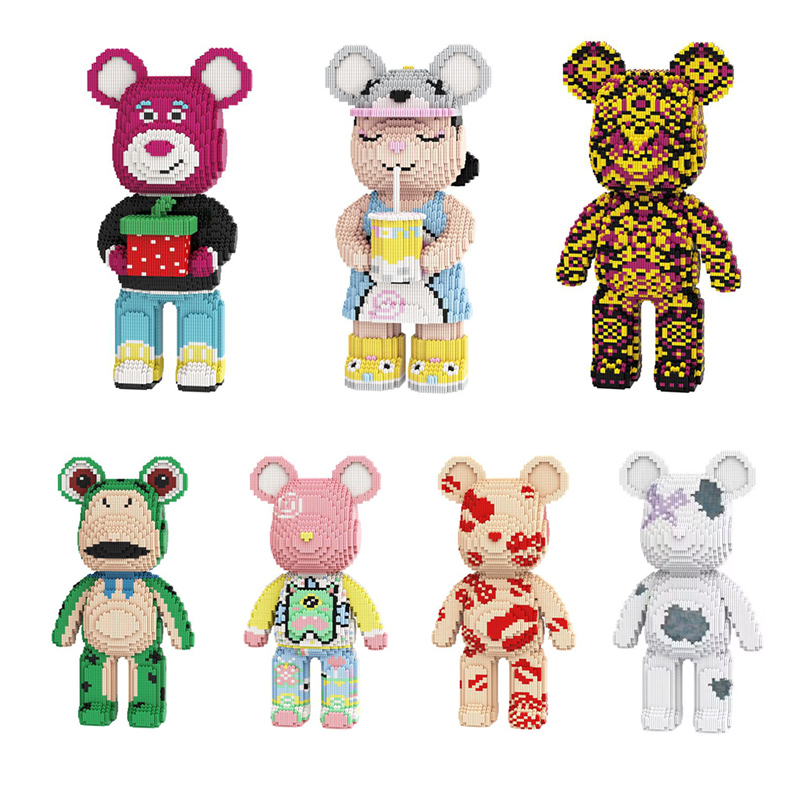 [Mini NANO Brick] MBLOCKS 43cm Bear Cartoon Mini Love Violent  Bearbrick Colour Model