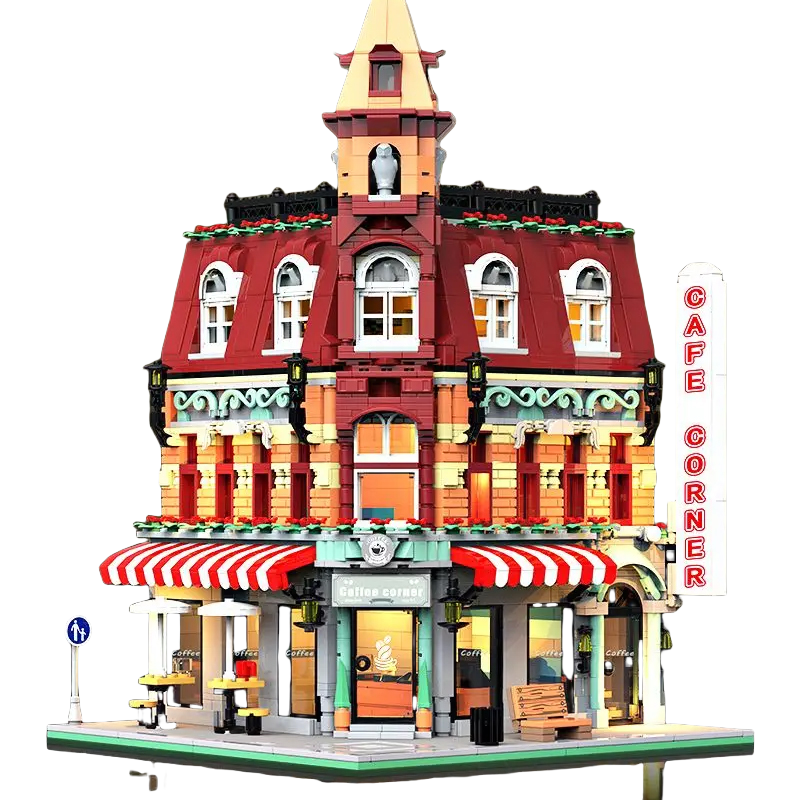 [Mini Micro Bricks] JiQing JQ10001 Corner Coffee Shop Modular Buildings