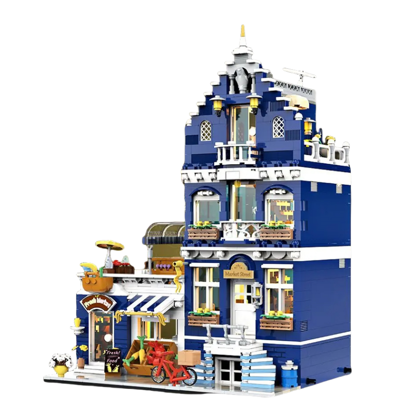 [Mini Micro Bricks] JiQing JQ10002 Market Street Modular Buildings