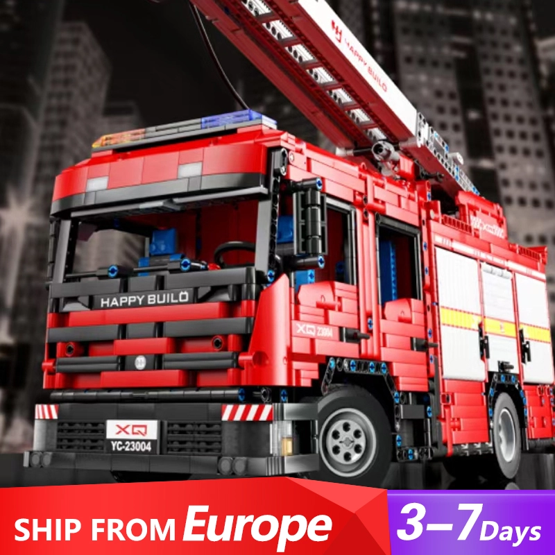 [Pre-sale] [With Motor] HAPPY BUILD YC-23004 Fire ladder sprinkler truck 1:10 Technic Europe Warehouse Express
