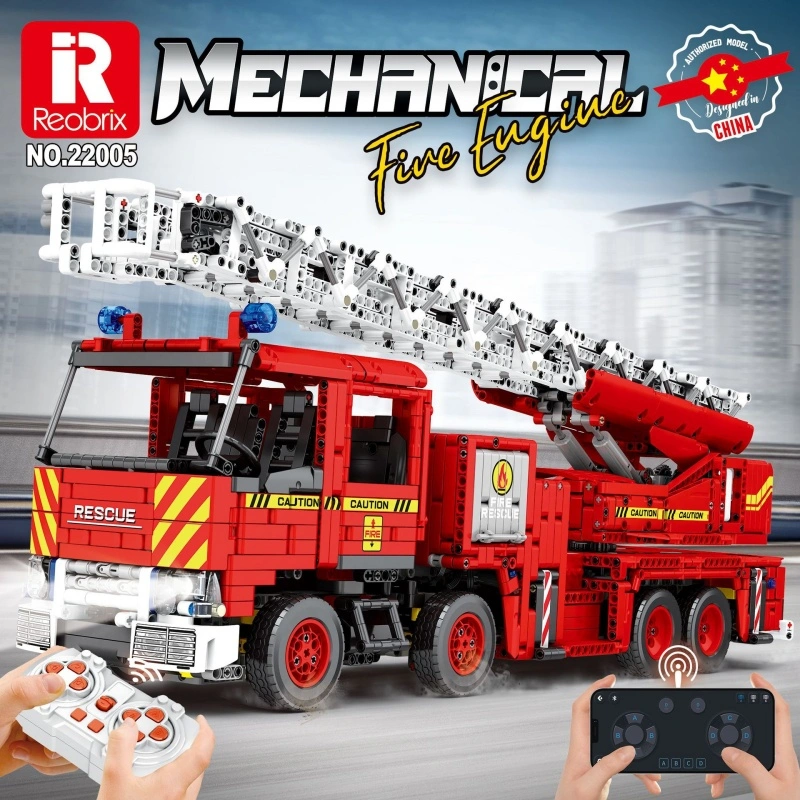 [With Motor] Reobrix 22005 Cloud ladder Mechanical Fire Engine Technic