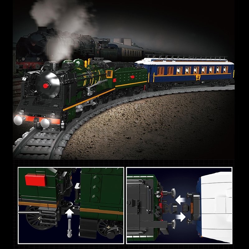 [With Motor]Mould King 12025 Orient Express-French Railways SNCF 231 Steam Locomotive Train City Europe Warehouse Express
