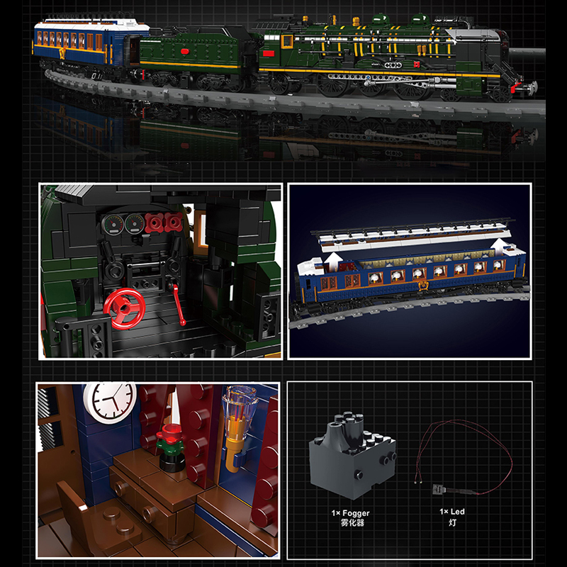 [With Motor]Mould King 12025 Orient Express-French Railways SNCF 231 Steam Locomotive Train City Europe Warehouse Express
