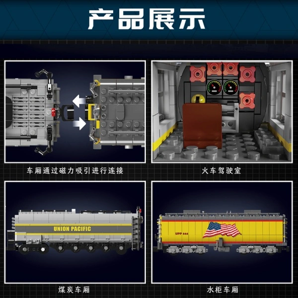 [With Motor] MouldKing 12031 Union Pacific 844 Steam Locomotive Technic