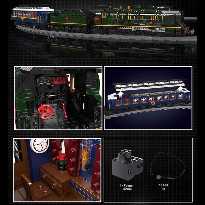 [With Motor]Mould King 12025 Orient Express-French Railways SNCF 231 Steam Locomotive Train City Europe Warehouse Express