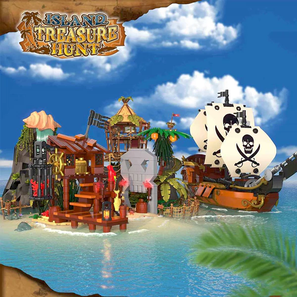 海　2点セット LEGO MOC [Mini Micro Bricks] ZHEGAO 652000 Island Treasure Hunt