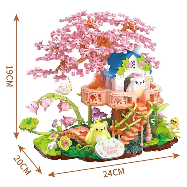 [Pre-sale] [Mini Micro Bricks] ZHEGAO 612036 Dooro Bear Tree house Modular Buildings