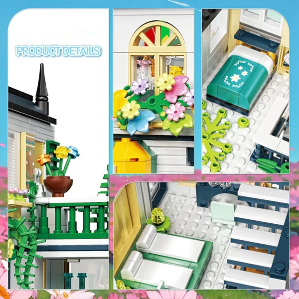 [Mini Micro Bricks] ZHEGAO 613031 Flower Manor Modular Buildings