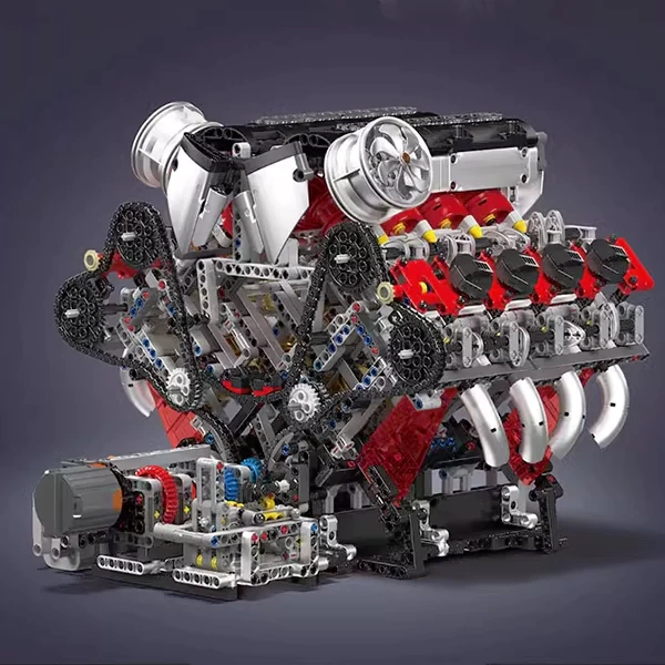 [With Motor]  MouldKing 10130 F488 Supercar V8 Engine Technic