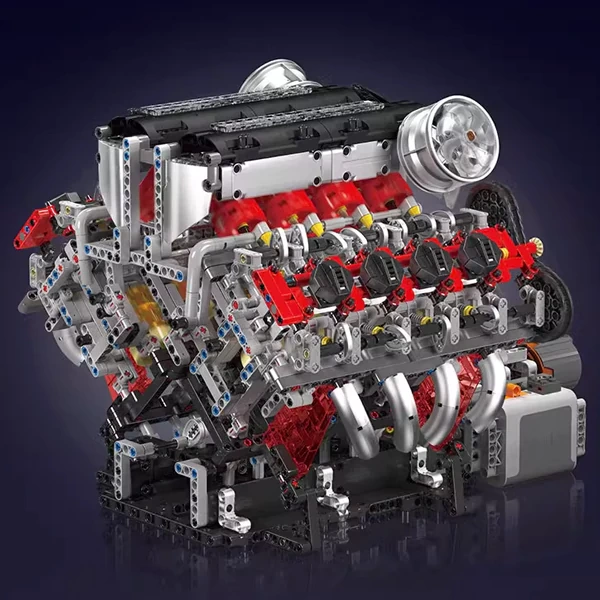 [With Motor]  MouldKing 10130 F488 Supercar V8 Engine Technic