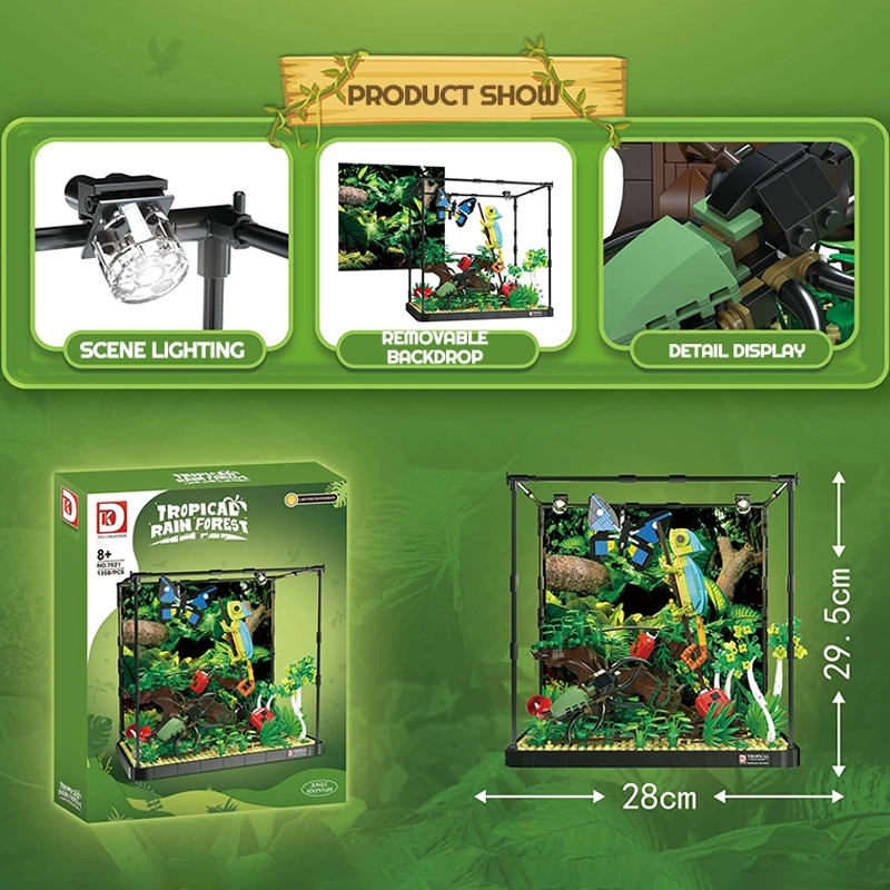 {With Light} DK7021 Creator Tropical rainforest pavilion Buidling Blocks 1358±pcs Bricks from China.