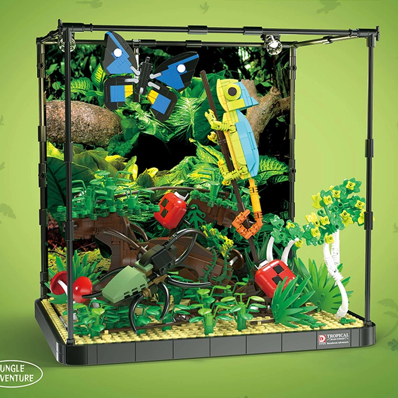 {With Light} DK7021 Creator Tropical rainforest pavilion Buidling Blocks 1358±pcs Bricks from China.