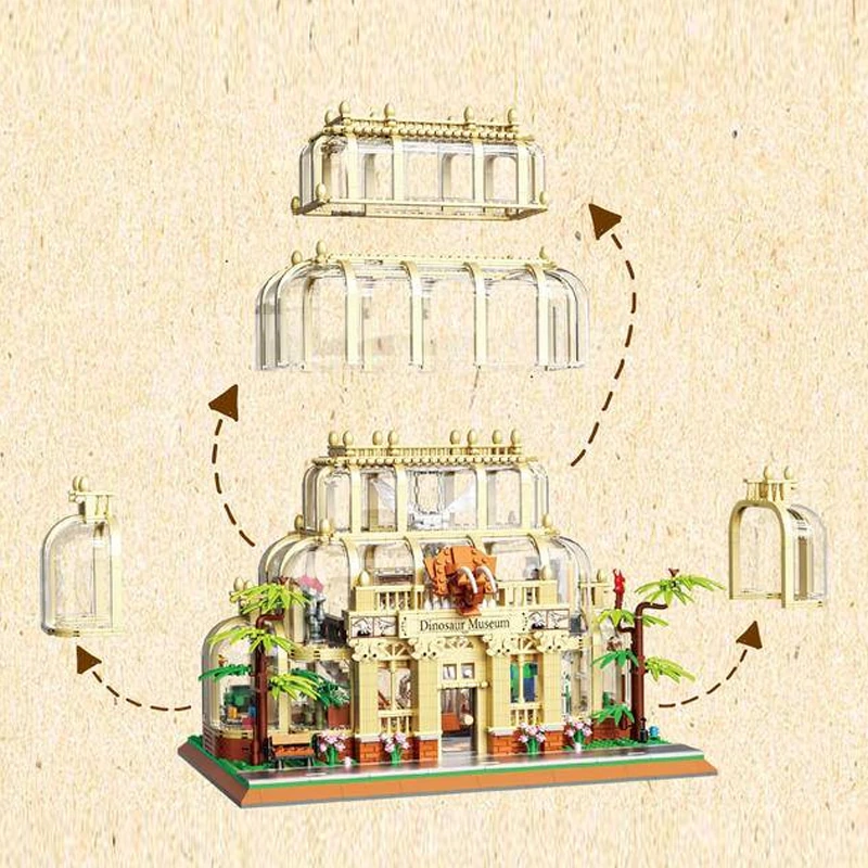 [Mini Micro Bricks] ZHEGAO 613000 Dinosaur Museum Modular Buildings