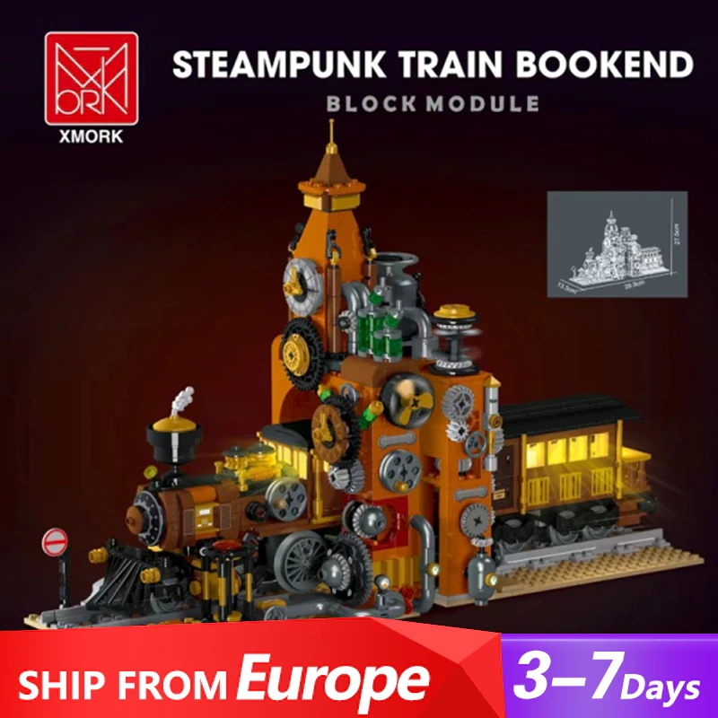 [Pre-sale] XMORK 028005 Steampunk Train Bookend Creator Expert Europe Warehouse Express