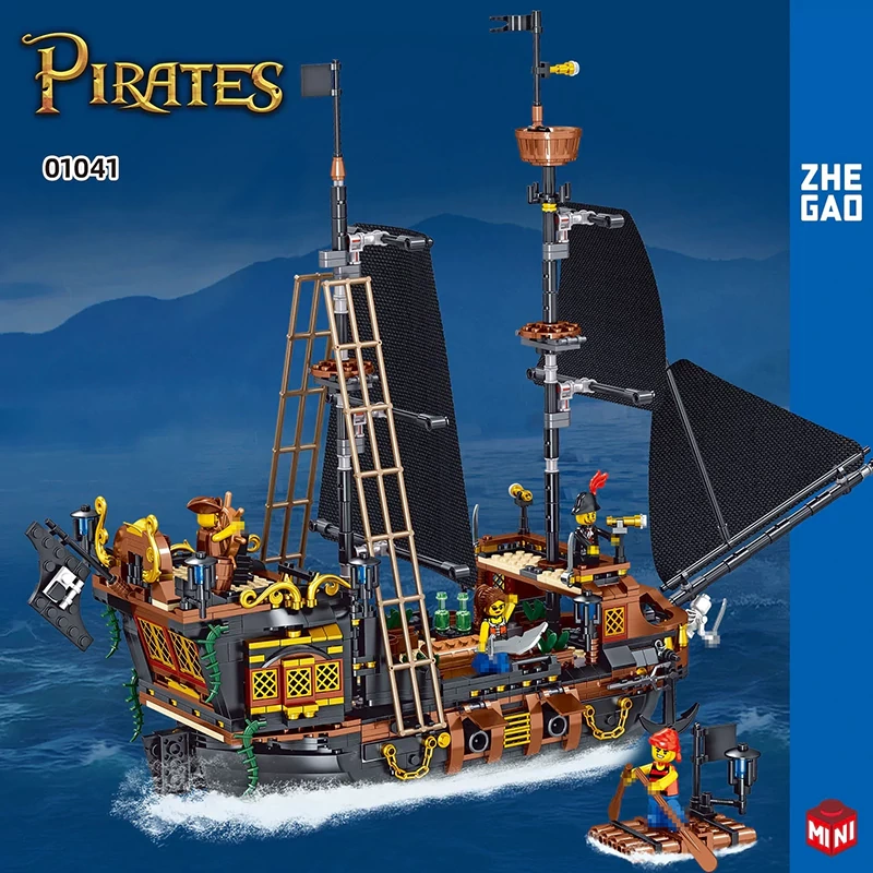 Mini Micro Bricks] ZHEGAO 01041 Priate Ship Historical