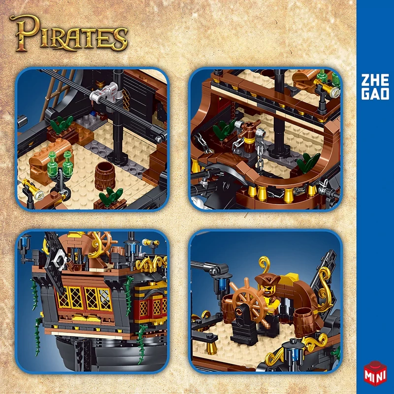 [Mini Micro Bricks] ZHEGAO 01041 Priate Ship Historical
