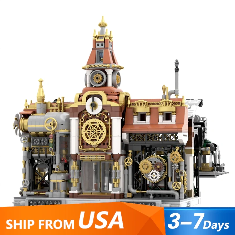 [Pre-sale] Pantasy 85007 Steampunk Train Station Modular Buildings US Warehouse Express