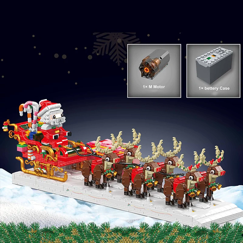 [With Motor] MouldKing 10154 Santa Claus Sleigh Car Christmas