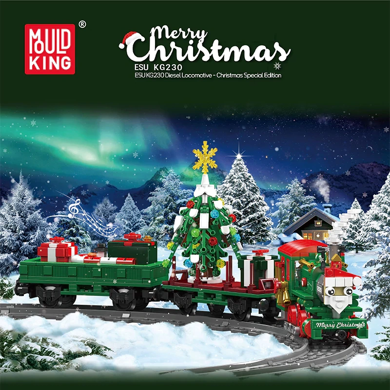 [With Motor] MouldKing 12039 ESUKG230 Diesel Locomotive-Christmas Special Edition Christmas