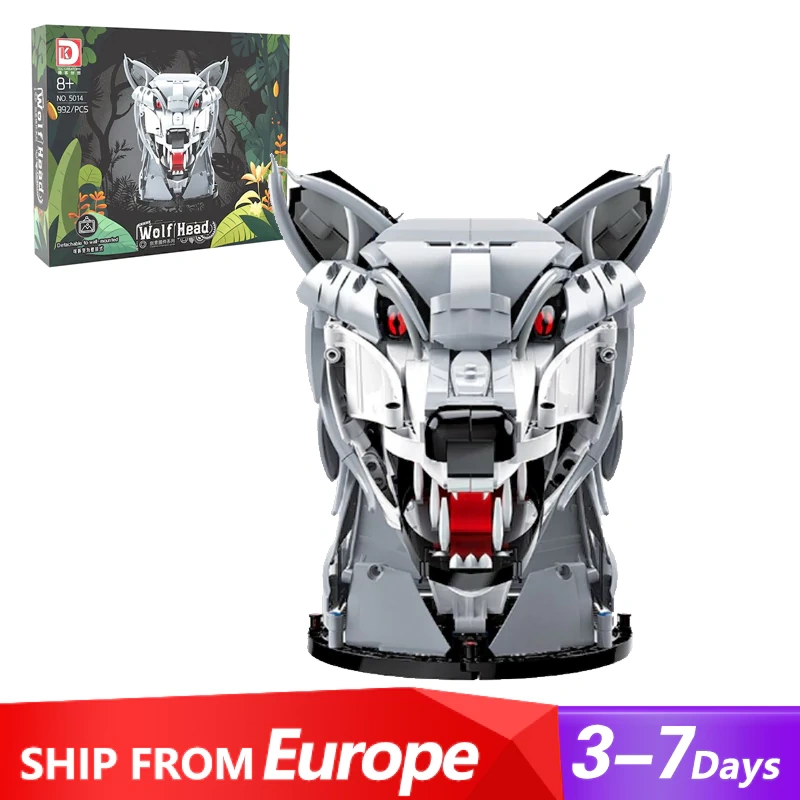 [Pre-sale] [Boxed] DK 5014 Wolf Head Ornaments Hangable wall Creator Expert Europe Warehouse Express