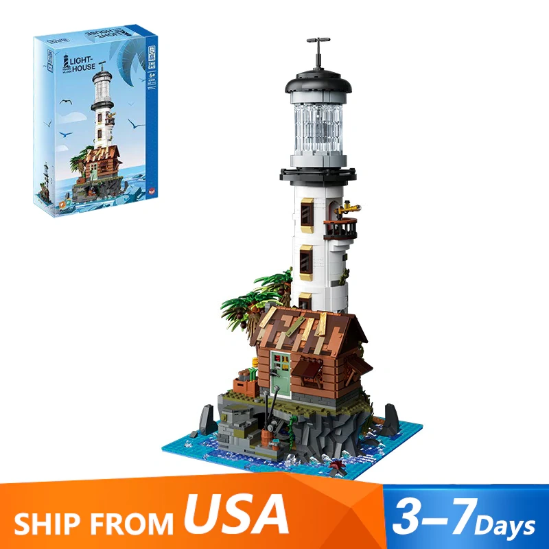 [Pre-sale] [Boxed] [Mini Micro Bricks] ZHEGAO 613003 Fishing Village Lighthouse Modular Buildings US Warehouse Express
