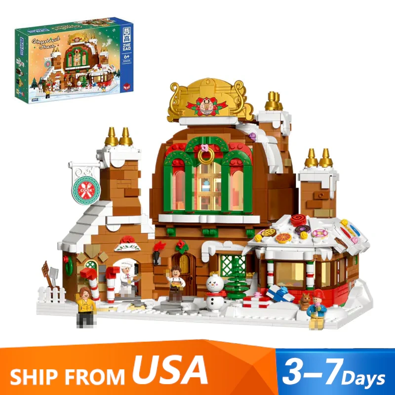 ZHEGAO DZ6025 Christmas Gingerbread House Christmas US Warehouse