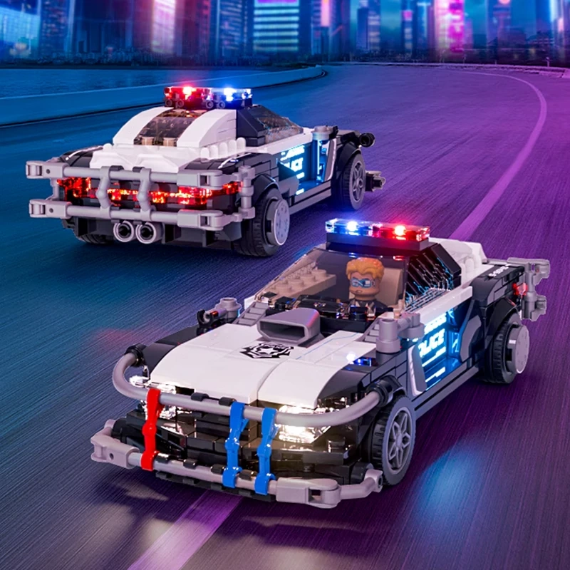 FunWhole F9043 Cyberpunk Police Car Blocks with LED