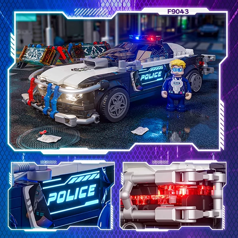 FunWhole F9043 Cyberpunk Police Car Blocks with LED