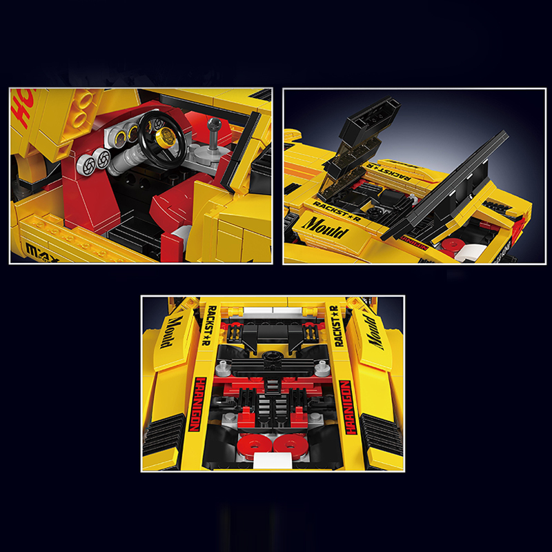 MouldKing 13195 Yellow Lamborghini Countach Technic