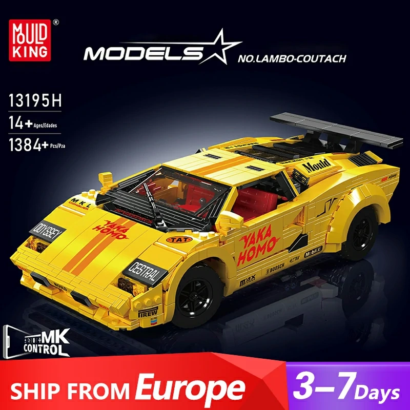[Pre-sale] MouldKing 13195 Yellow Lamborghini Countach Technic Europe Warehouse Express