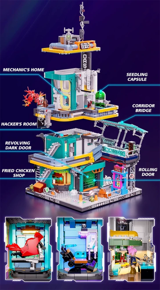FunWhole F9042 Cyberpunk Neon City: Neon Oasis Modular Buildings