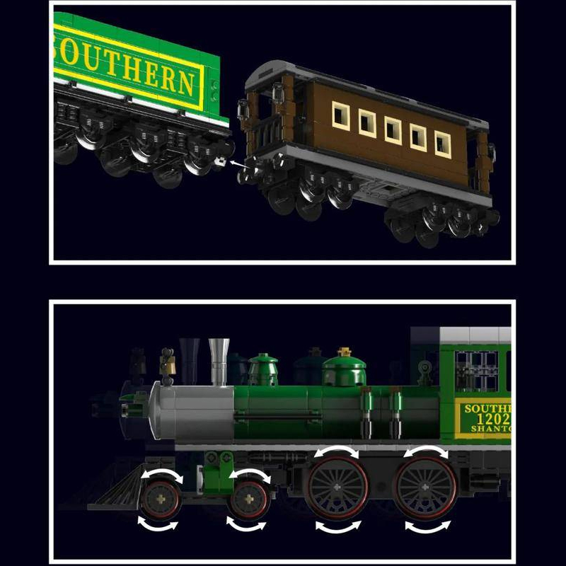 [With Motor] Mould King 12024 4-4-0 Steam Locomotive Technic