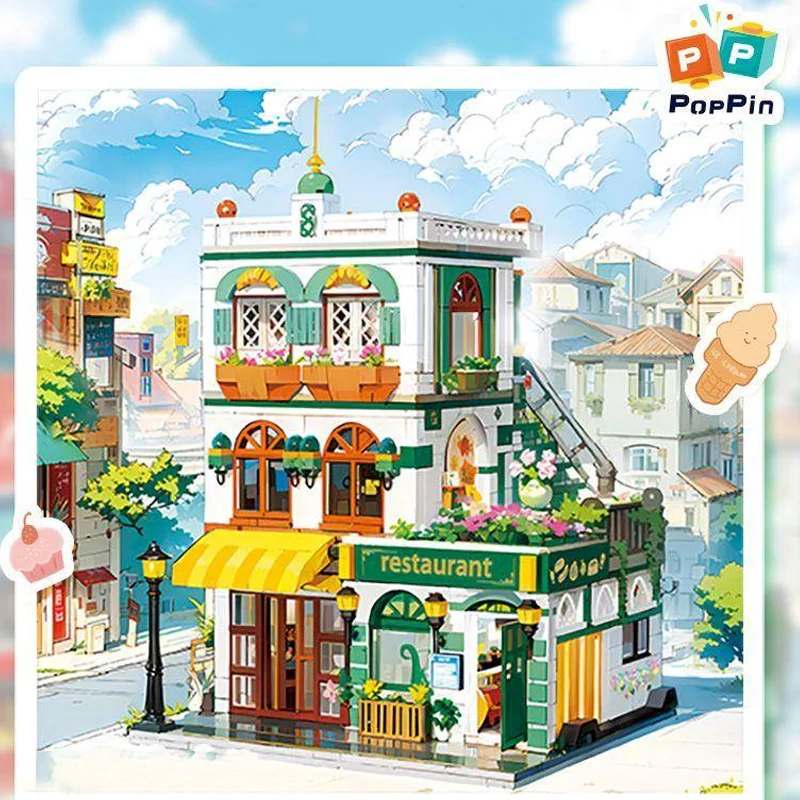 Mini Micro Bricks] ZHEGAO 613033 Restaurant Modular Buildings