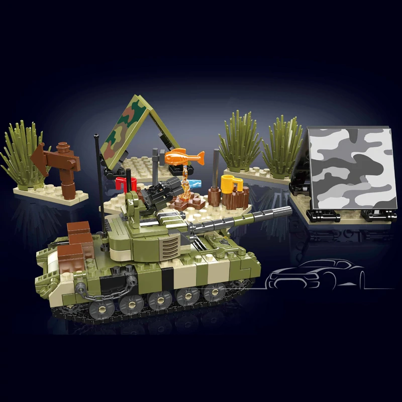 MouldKing 24073 T-72B3 Tank Rest Camp Military