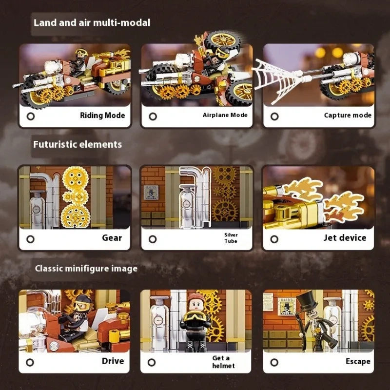 FunWhole F9067 Steampunk World: Motorcycle Chase Creator Expert
