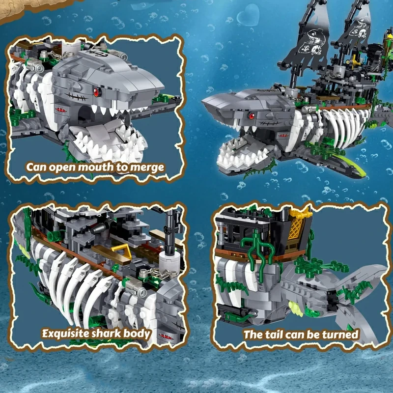 Mini Micro Bricks] ZHEGAO 651009 The Ghost Sea Shark Technic