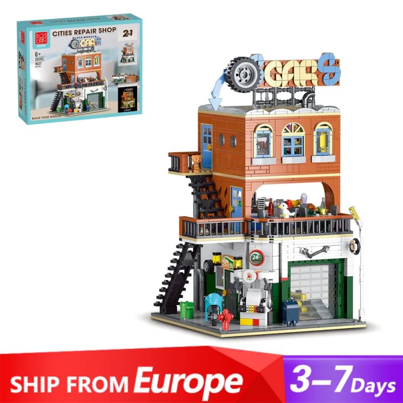 [Pre-sale] XMORK 20203 CITIES REPAIR SHOP Modular Buildings Europe Warehouse Express