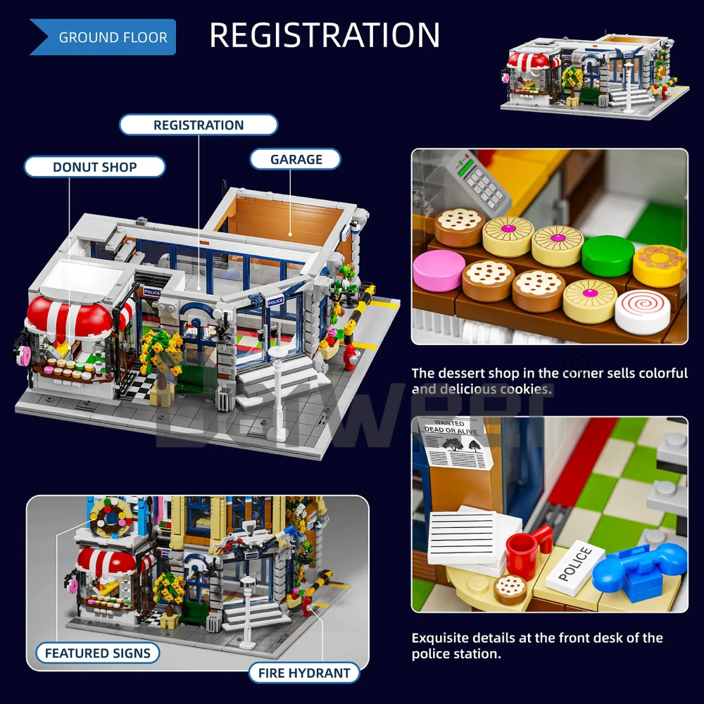 Studio MOC 20001 Corner Police Station Brick Town Europe Warehouse Express