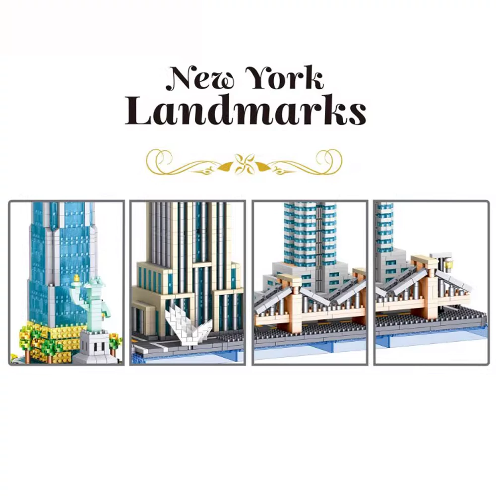 Mini Micro Bricks] ZHEGAO LZ8333 New York Architecture Modular