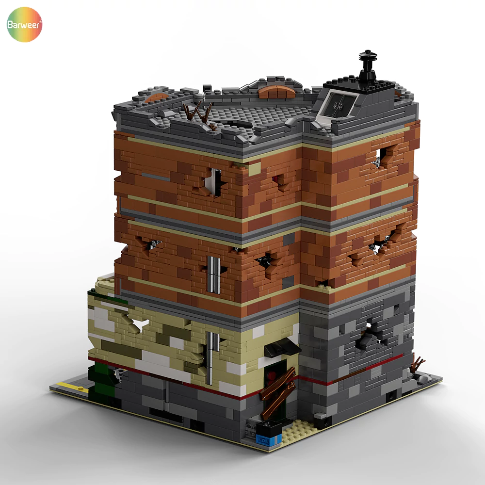 The damaged wall on the back of the Barweer Corner Garage Apocalypse Version building block set.