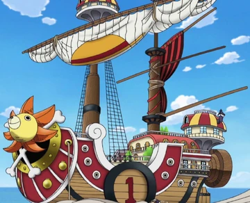 A Thousand Sunny Pirate Ship in the One Piece animated version.