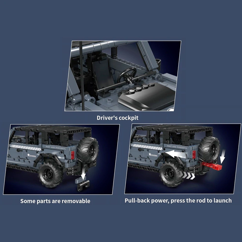 MouldKing 15085 BRONCO RAPTOR PULL-BACK CAR Technic