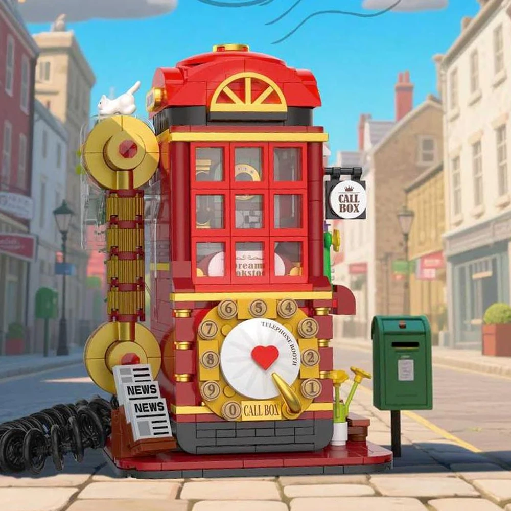 Mini Micro Bricks] ZHEGAO 662050 VINTAGE TELEPHONE BOOTH Modular