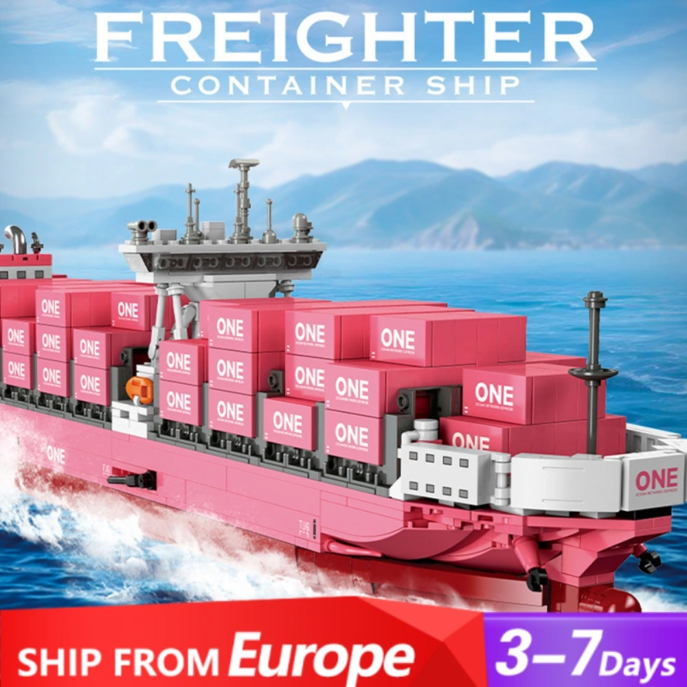 [Pre-sale] JIESTAR JJ9217 Pink Cargo Ship FREIGHTER CONTAINER SHIP Technic Europe Warehouse Express