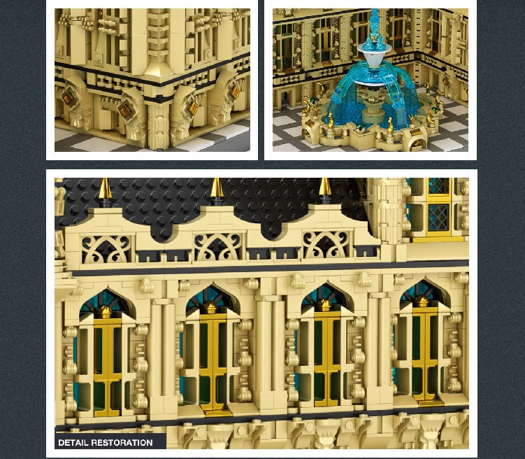 The roof and window frames of the reobrix building block model of Big Ben in London, UK.