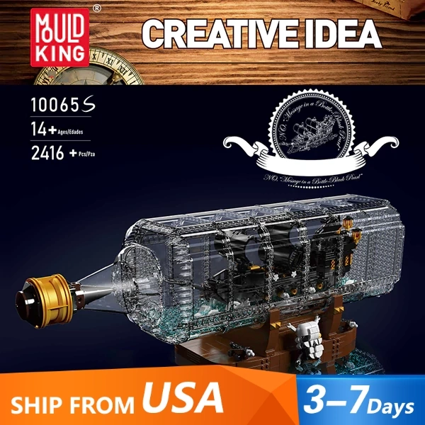MouldKing 10065 The Black Pearl Drifting Bottle Series Art and crafts US Warehouse Express