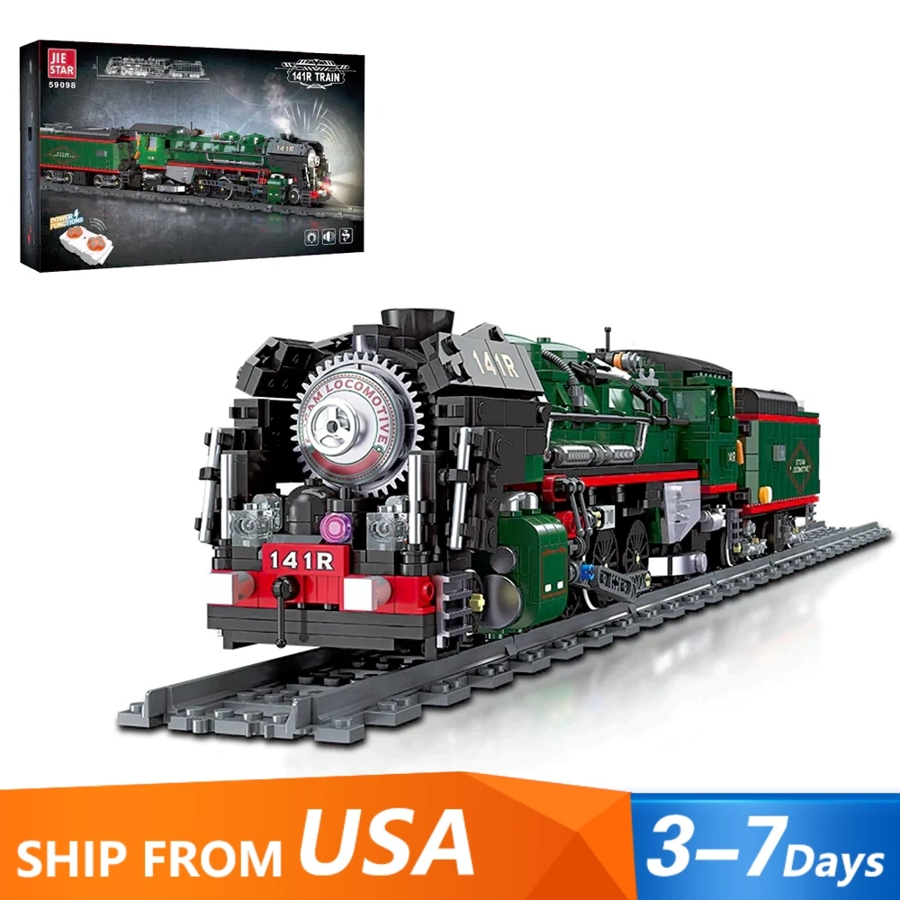 [With Motor] JIESTAR 59098 141R Train Technic US Warehouse Express